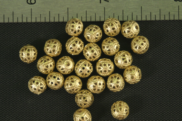 12pc VINTAGE STYLE 6mm SOLID RAW BRASS FILIGREE BEAD LOT FB06-12